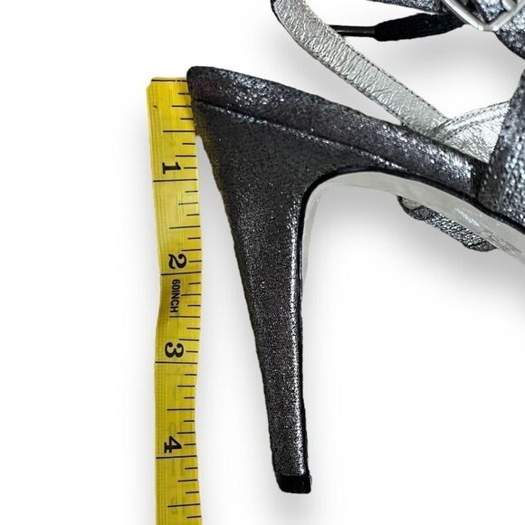 Adrianna Papell 10 silver slate sparkle formal strappy heels platform evening - Picture 13 of 13